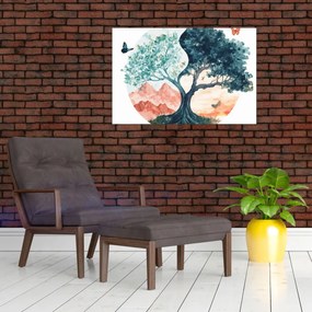 Kép – Akvarellfa tele élettel (90x60 cm)