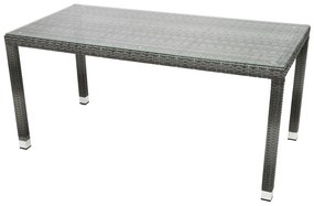 DEOKORK Kerti rattan asztal NAPOLI 160x80 cm (szürke)