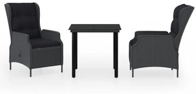 vidaXL 3 részes sötétszürke kerti étkezőgarnitúra