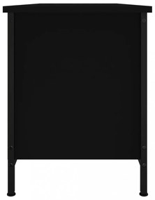 fekete szerelt fa TV-szekrény ajtókkal 102x35x45 cm