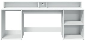 fehér szerelt fa íróasztal LED-világítással 200 x 55 x 91 cm