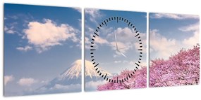Kép - Japán tavaszi táj (órával) (90x30 cm)