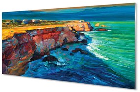 Akrilkép Sea ég sziklák 100x50 cm 2 fogas