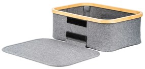 G21 tárolódoboz 40 x 30 x 15 cm, bambusz, fedéllel, szürke