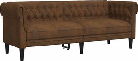 vidaXL 3 személyes barna szövet Chesterfield kanapé