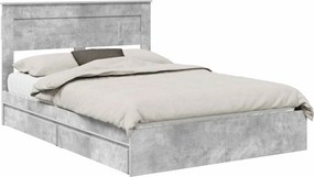 vidaXL Tárolós Ágy fejtámlával Beton Szürke 150 x 200 cm Faanyag