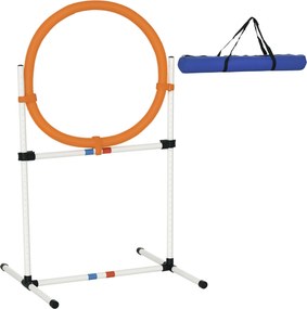 PawHut Kutyaképző Készlet Springer Gyűrű Háziállatok Agilitás Képzéshez Hordozható PE Fehér + Narancs 74,5 x 66 x 91 cm | Aosom