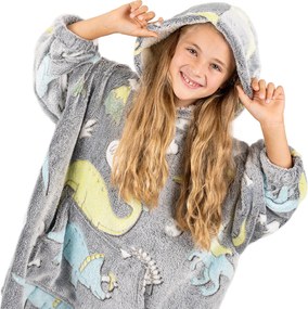 4Home Dino mikroplüss gyapjú hatású világító takaró pulóver, uni S - gyerek méret