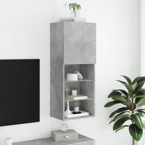 betonszürke TV-szekrény LED lámpákkal 40,5 x 30 x 102 cm