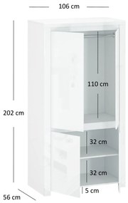 Ruhásszekrény Leona 4D (fényes fehér). 1053009