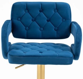 HR8403KW Tengerkék modern velúr szék arany lábbal