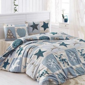 Pamut lepedők Karácsonyi Winter kék TiaHome - 1x Párna 90x70cm, 1x Paplan 140x200cm