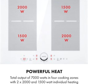 Klarstein Delicatessa 60, beépített indukciós főzőlap, 7000 W, 4 zóna, üvegkerámia, fekete