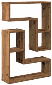 2 db antik fa színű szerelt fa fali kockapolc 50x15x50 cm