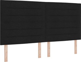 vidaXL Boxrugós ágy matracmal leddel Fekete 180 x 200 cm szövet