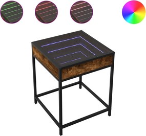 vidaXL füstös tölgy végtelen hatású LED-es dohányzóasztal 40x40x51 cm