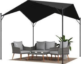 Outsunny 3 x 3 m kerti pergola — döntött tető, UPF30+ poliészter, horganyzott váz, pavilon, terasz, sötétszürke | Aosom