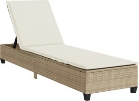 vidaXL bézs polyrattan napozóágy párnákkal 55x200x25,5 cm