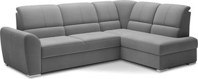 Szürke bársony kinyitható-tárolóhelyes sarokkanapé (jobb oldali-L alakú) Siber – ELTAP