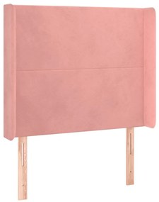 rózsaszín bársony LED-es fejtámla 93x16x118/128 cm
