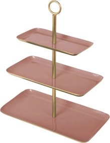 Háromszintes Present Time vas tálca rózsaszín-arany elegáns