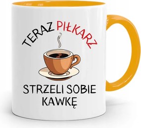 Sárga Bögre Labdarúgóknak, fényképes nyomott mintás