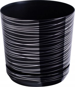 Virágtartó Dekor átm. 14 cm fekete csíkos