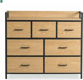 Komoda z Szufladami HUDSON 98 cm Dąb/Czarny