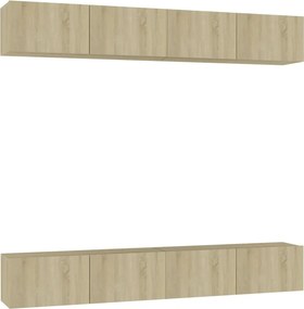vidaXL 4 db sonoma tölgy színű szerelt fa TV-szekrény 100 x 30 x 30 cm