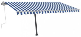 kék és fehér kézzel kihúzható LED-es napellenző 450 x 300 cm