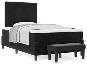 Boxspring Ágy Matraccal &amp; Pad Fekete 120x190 cm Bársony