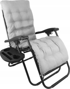 Összecsukható Kerti Napozóágy Zsebbel, Szürke Párnával