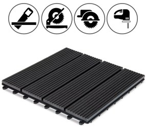 Deuba WPC burkolólapok - 11 darabos készlet, 30x30 cm, klasszikus antracit