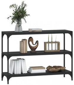 fekete szerelt fa és acél könyvszekrény 100 x 33 x 70,5 cm