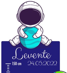PIPPER. Textil falmatrica "Gyermek magasságmérő névvel  - Űrhajósok"
