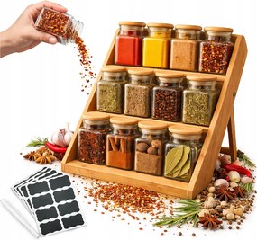 12x Fűszertartók 150ml Polc Fűszertartó 24 címke