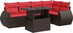 vidaXL 6 részes barna polyrattan akácfa kerti ülőgarnitúra párnával