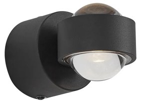 Design fali lámpa fekete, LED-del, IP44 - Lens