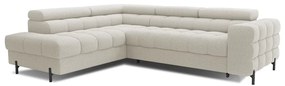 Krémszínű buklé kinyitható-tárolóhelyes sarokkanapé (bal oldali-L alakú) Ferucce – ELTAP