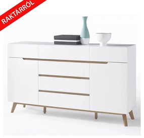 Cervo polcos-fiókos komód, matt fehér MDF, 169 cm
