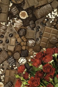 Poszter 20x30cm Csokoládék és kekszek vörös rózsákkal, Assaf Frank