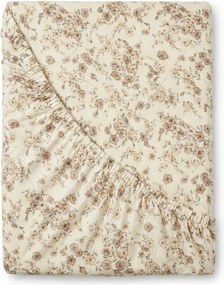Kvalitex Virágok pamut körgumis lepedő bézs, 160 x 200 cm, 160 x 200 cm