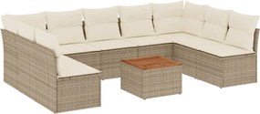 vidaXL 10 részes bézs polyrattan kerti ülőgarnitúra párnával