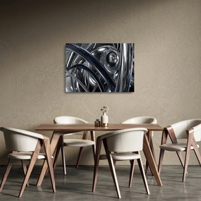 Kék és szürke absztrakció kép (üvegen) (70x50 cm)