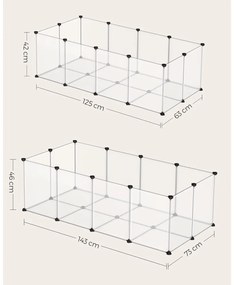 Ketrec háziállatoknak műanyag átlátszó elemekkel, fehér 125 x 63 x 42 cm