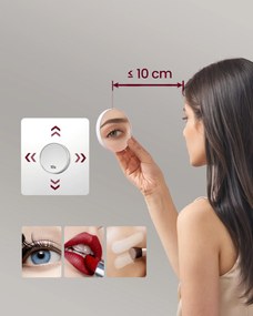 Fürdőszobai faliszekrény tükörrel és LED világítással, 16,5 x 80 x 60 cm, fehér