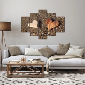 Kép - Fából készült szívek (150x105 cm)