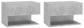 2 db betonszürke falra szerelhető éjjeliszekrény