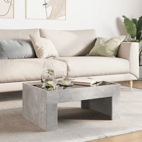 Betonszürke végtelen hatású LED-es dohányzóasztal 70x50x30 cm