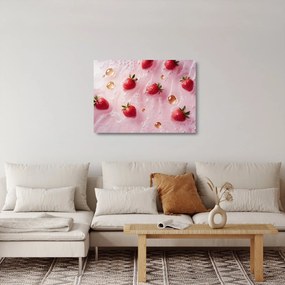 Üveg kép - Eprek buborékokban (70x50 cm)